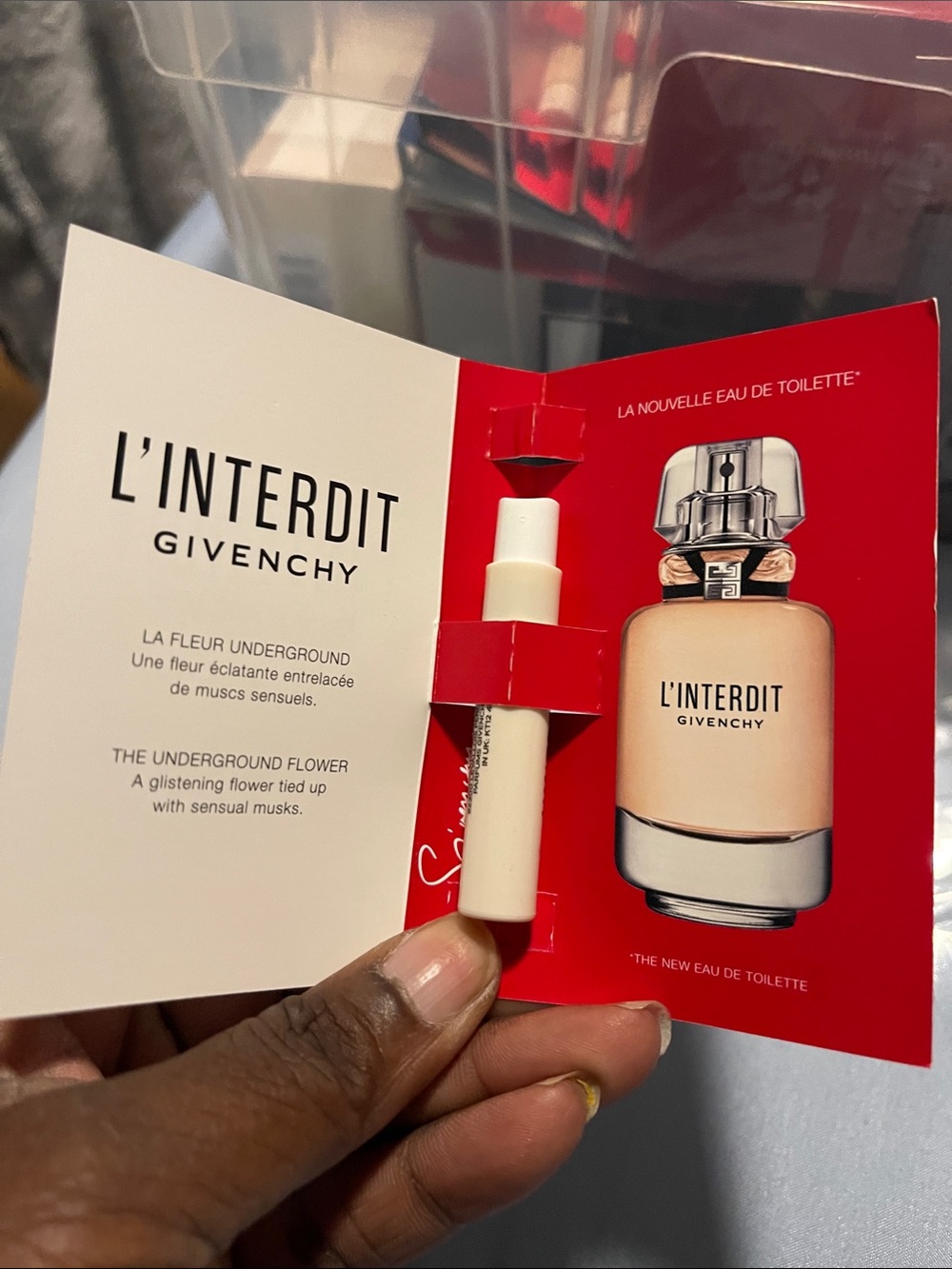 Givenchy L'Interdit Sample with Red and Cream Accents